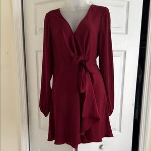 Elegant Burgundy Wrap Dress